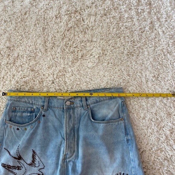 Zara Trafaluc Denim Distressed Mini Skirt. Embroidered. Blue. Large. Streetwear. - Picture 11 of 13
